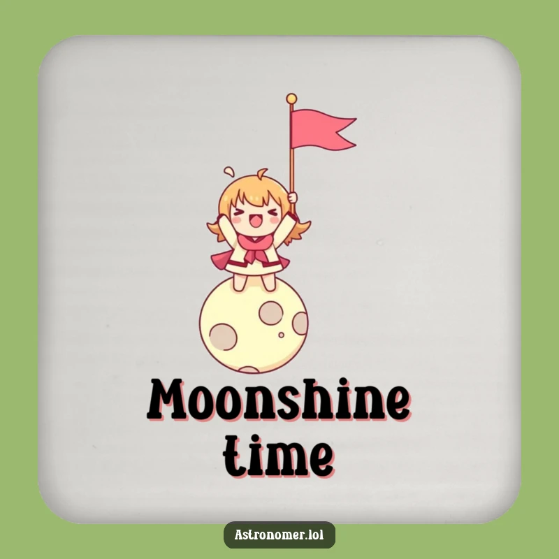 Funny Moon Mission Coaster: Flag Planting Character - Unique Funny Gift