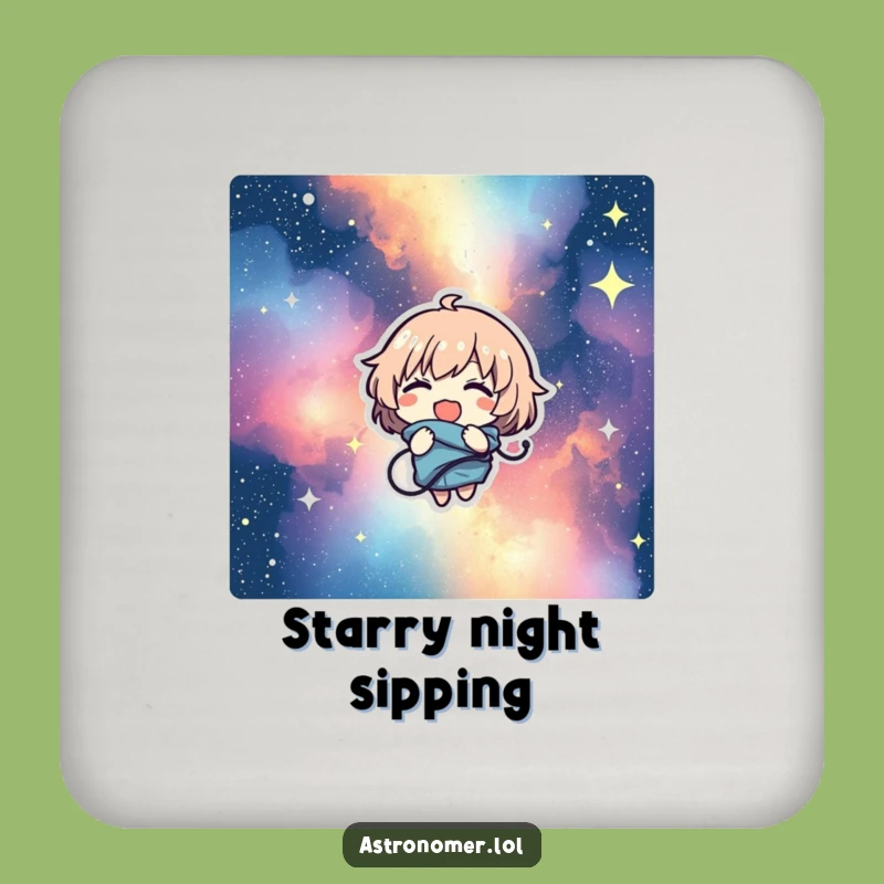 Funny Nebula Character Coaster: Giggling Space Protection - Unique Funny Gift