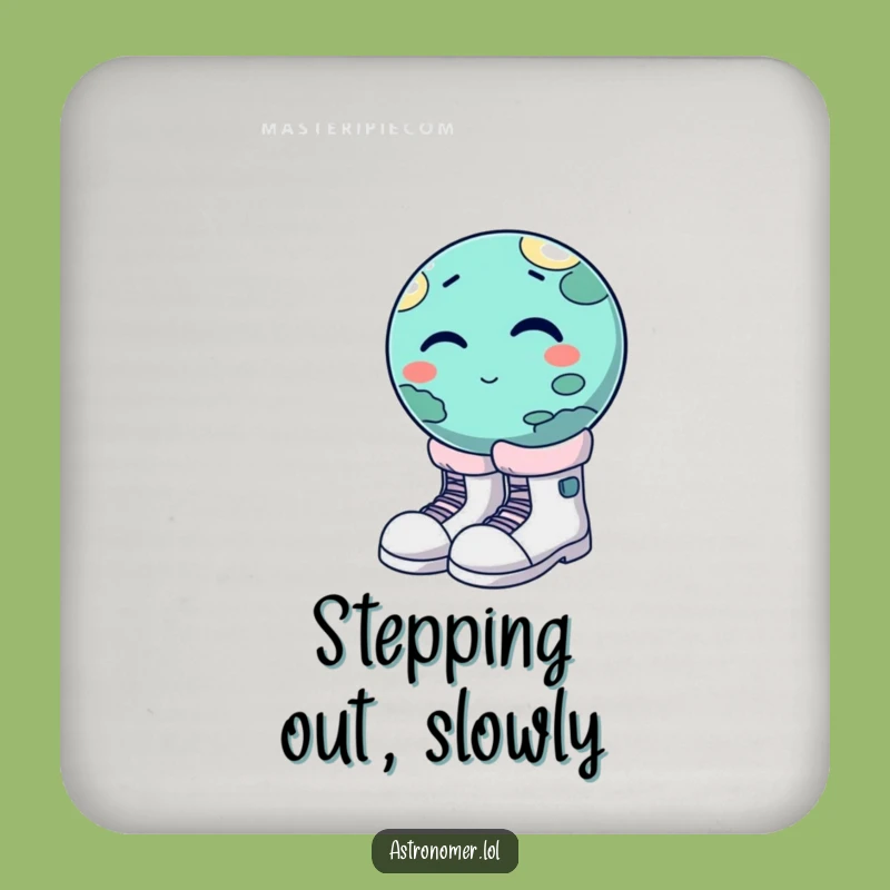 Funny Winking Planet Moon Boots Coaster - Protect Surfaces with Cosmic Fun!