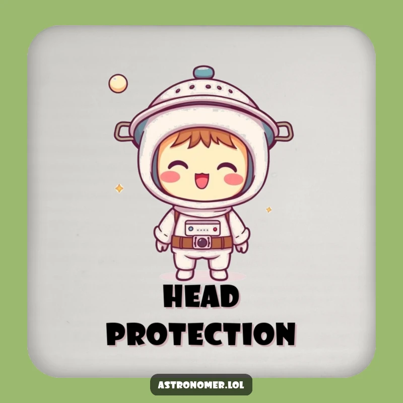 Funny Kawaii Astronomer Coaster: Colander Helmet Protection - Humorous Gift