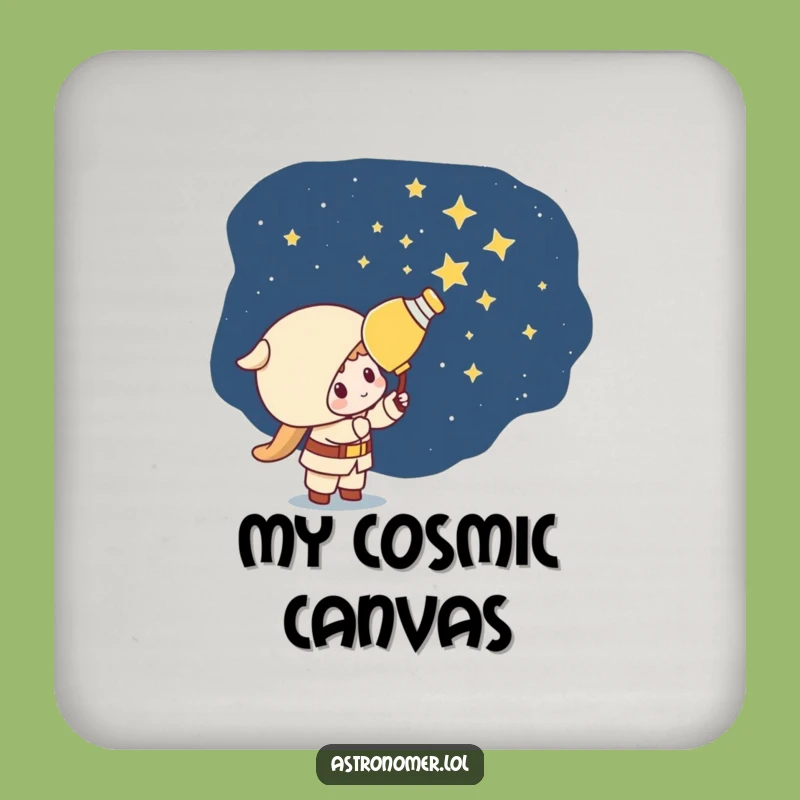 Funny Kawaii Astronomer Coaster: Mischievous Star Painter Drink Protector