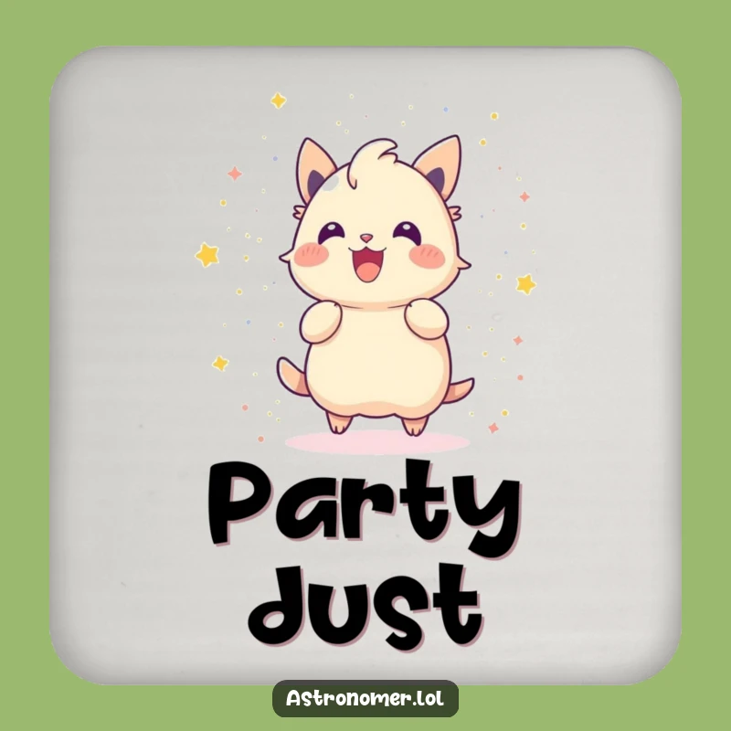 Funny Gleeful Creature Stardust Coaster: Protect Surfaces with Cosmic Joy