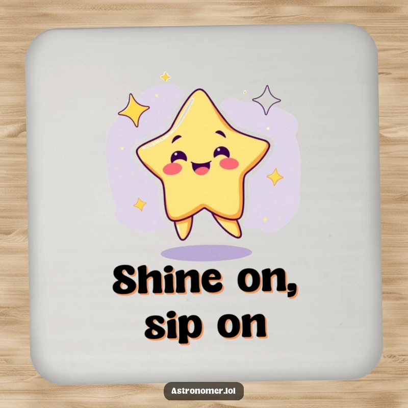 Funny Drink Coaster: A smiling star character dances sillily in the galaxy, adding humor to table settings.