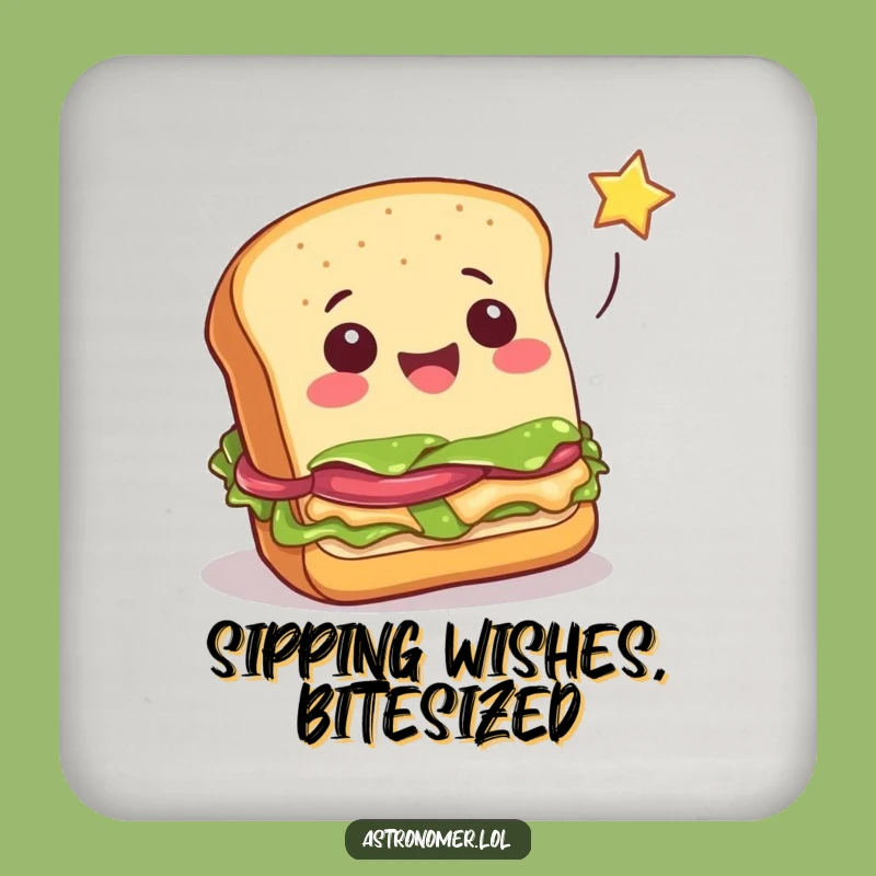 Funny Cheerful Sandwich Star Catcher Coaster - Protect Surfaces with Foodie Fun!