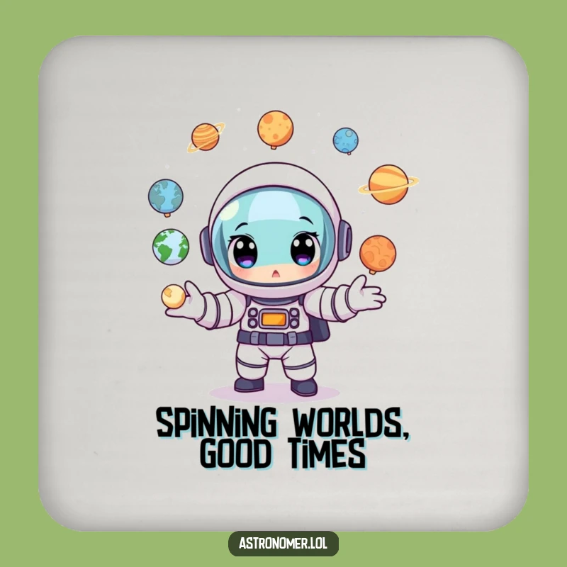 Funny Astronaut Planet Juggler Coaster: Protect Surfaces with Cosmic Skill