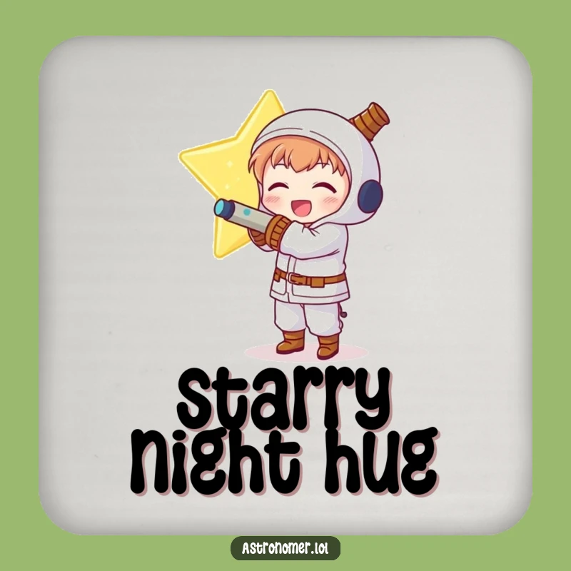 Funny Kawaii Astronomer Coaster: Star Hugger Drink Protector
