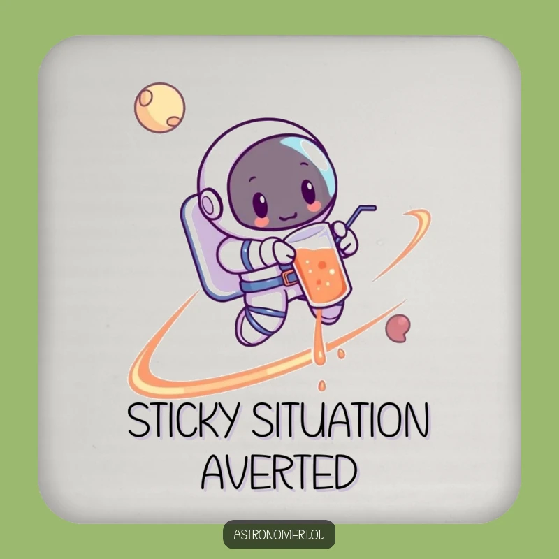 Funny Astronaut Spill Coaster: Protect Surfaces from Orbiting Mishaps