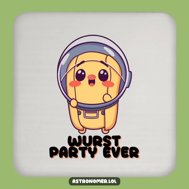 Funny Surprised Hot Dog Astronaut Coaster - Protect Surfaces with Space Fun!
