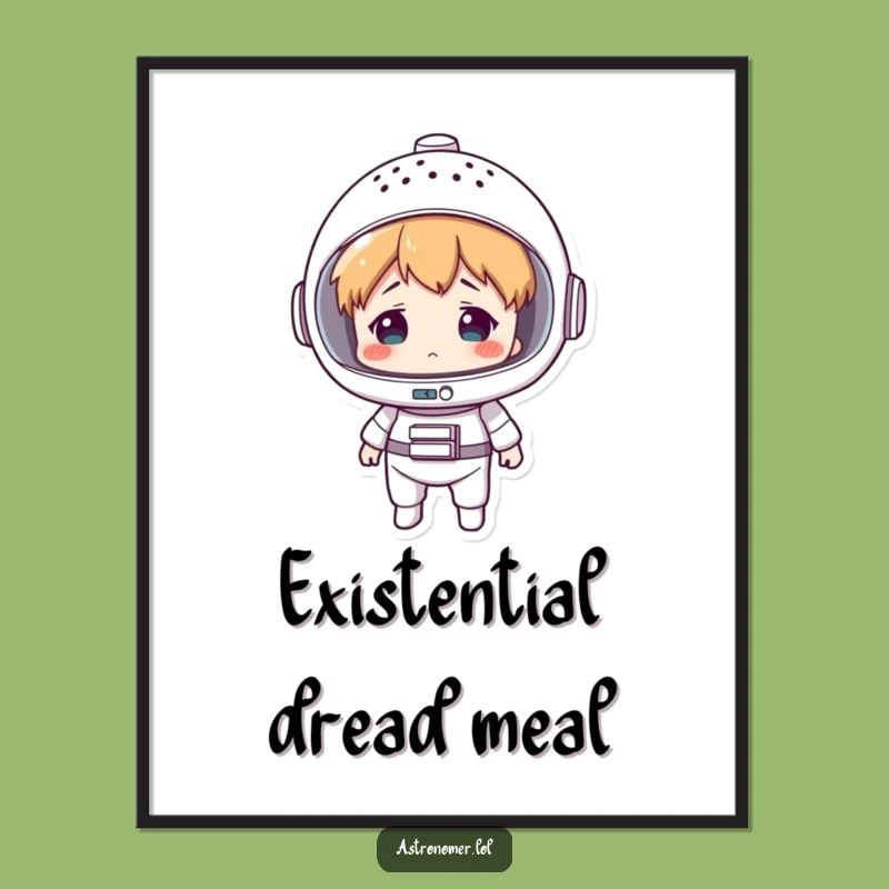 Funny Colander Space Helmet Poster: Confused Astronaut Art for Galactic Decor