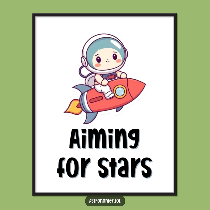 Funny Astronaut Rocket Poster: Nervous Space Rider Wall Art, Humorous Gift