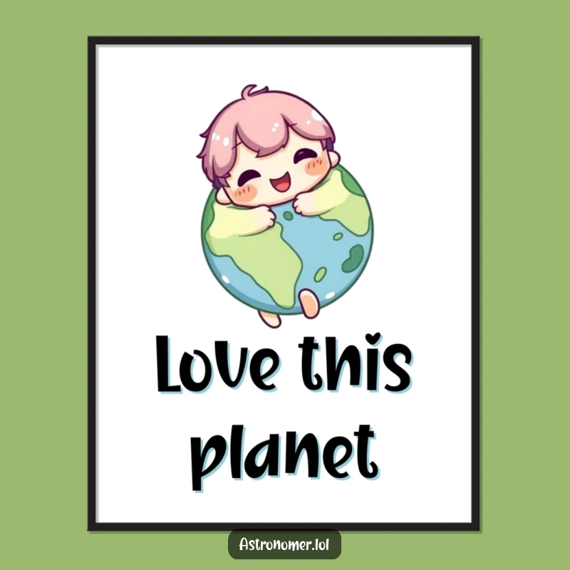 Funny Celestial Embrace Poster: Cute Character's Planet Joy Funny Gift