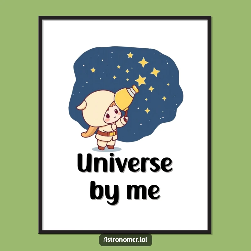 Funny Kawaii Astronomer Poster: Mischievous Star Painter Wall Art