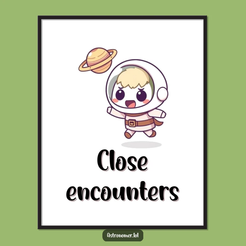 Funny Kawaii Astronomer Poster: Planetary Dodge Art - Humorous Space Decor