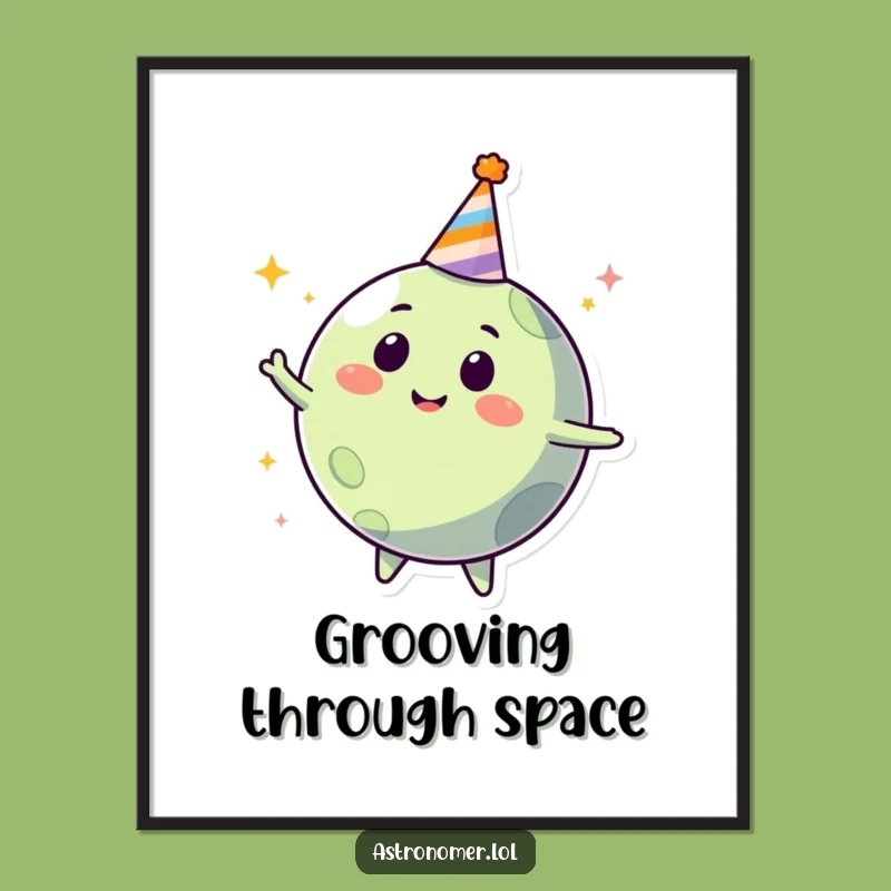 Funny Planet Party Poster: Happy Celestial Wall Art, Humorous Gift Idea