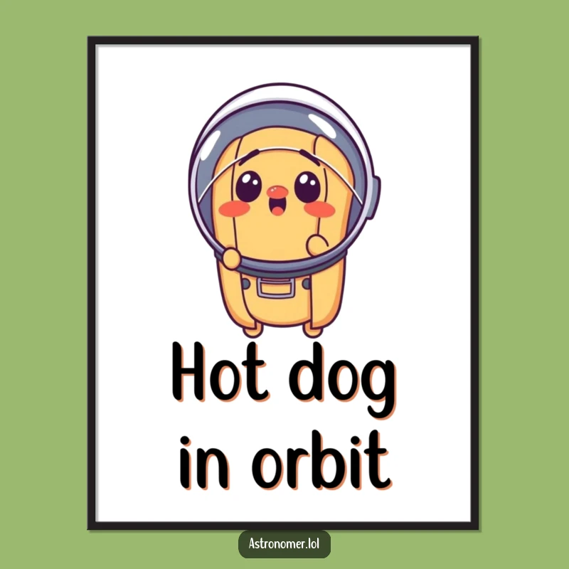 Funny Surprised Hot Dog Astronaut Poster - Hilarious Space Art for Your Wall!