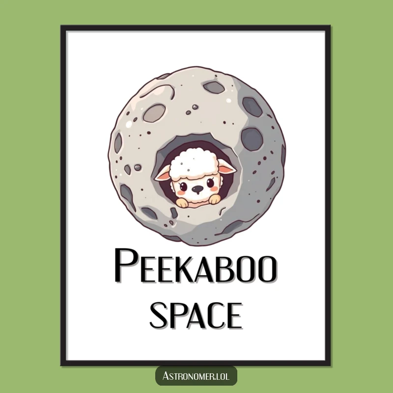 Funny Sheepish Creature Asteroid Poster: Shy Wall Art for Cosmic Spaces