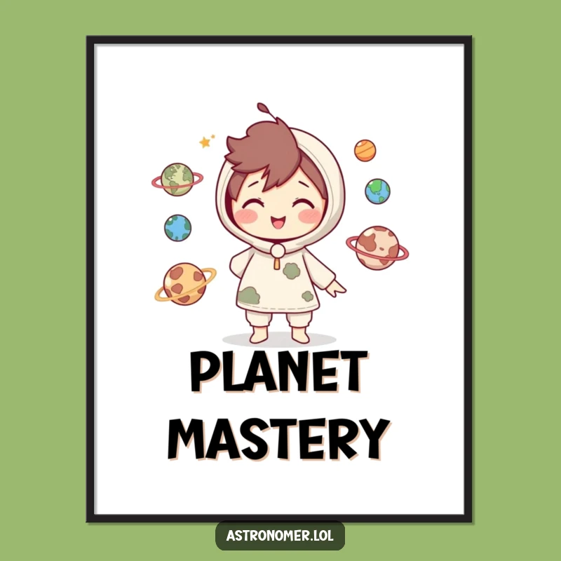 Funny Celestial Juggling Poster: Cute Character's Planetary Fun Funny Gift