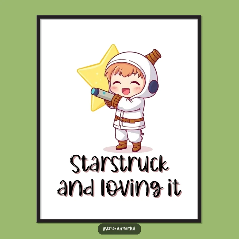 Funny Kawaii Astronomer Poster: Star Hugger Celestial Joy Wall Art
