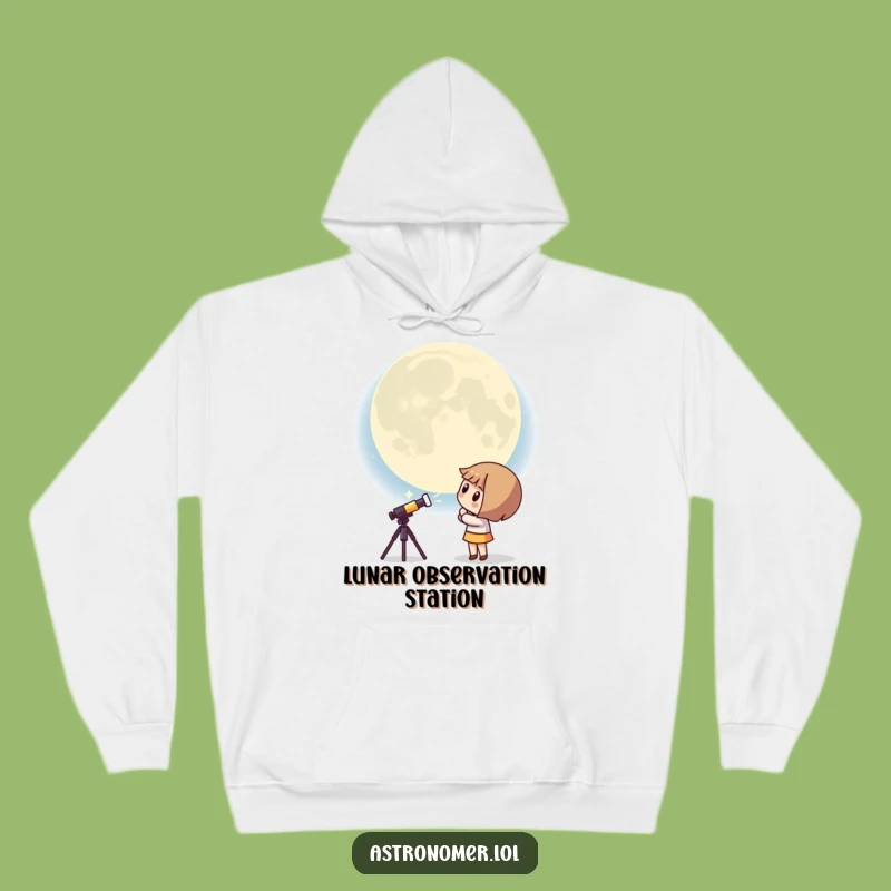 Funny Kawaii Astronomer Hoodie: Curious Moon Sweatshirt - Great Humorous Gift