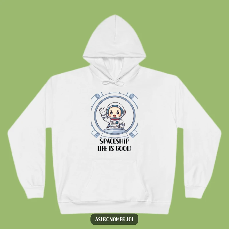 Funny Astronaut Spaceship Hoodie: Cozy Friendly Wave Pullover, Perfect Funny Gift