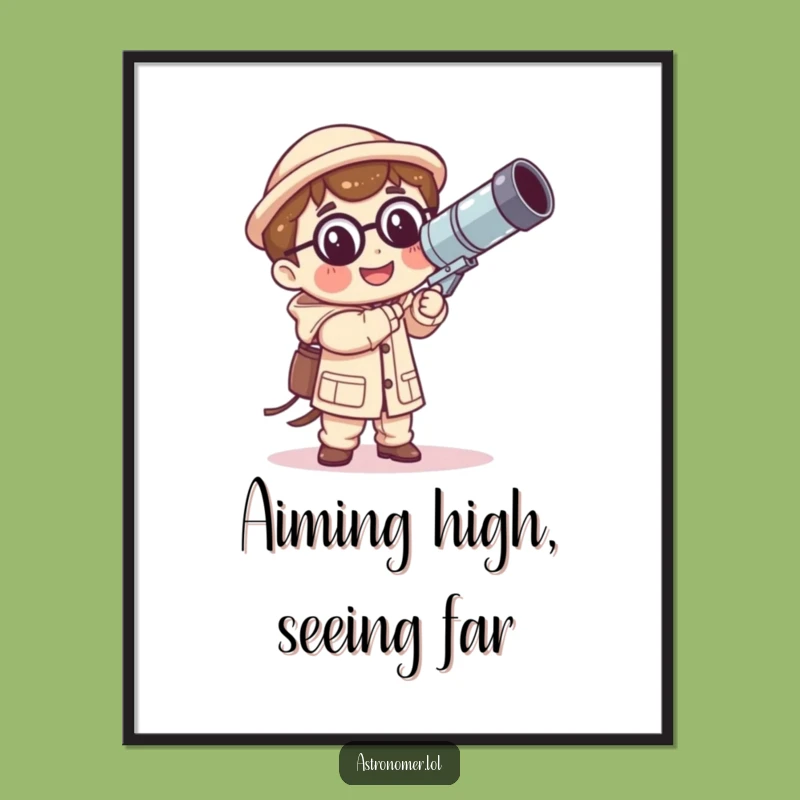 Funny Free Printable Wall Art: Kawaii Astronomer Wobbly Telescope Decor