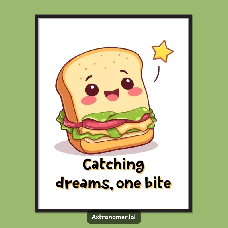 Free Printable Wall Art: Funny Sandwich Star Catch, Hilarious Downloadable Foodie Decor