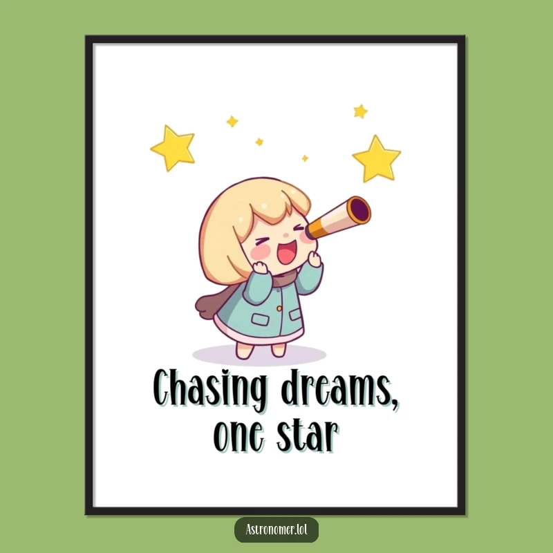 Free Printable Star Chaser Wall Art: Funny Telescope Character Downloadable Decor