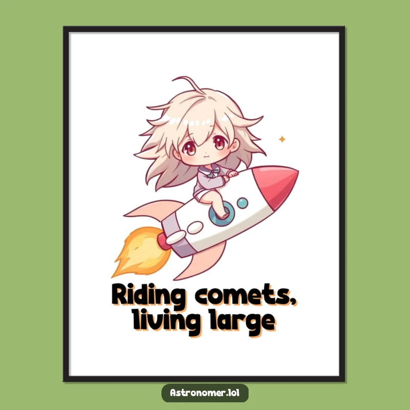 Free Printable Wall Art: Comet Rocket Rider - Humorous Downloadable Decor