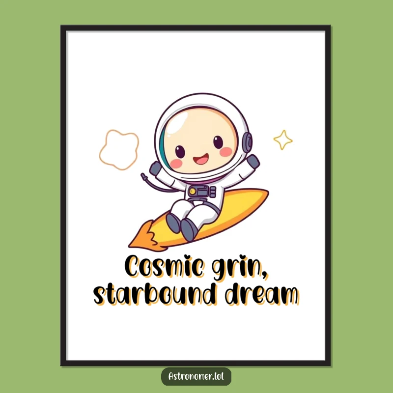 Free Printable Wall Art: Funny Astronaut Comet Rider Galaxy Decor - Download