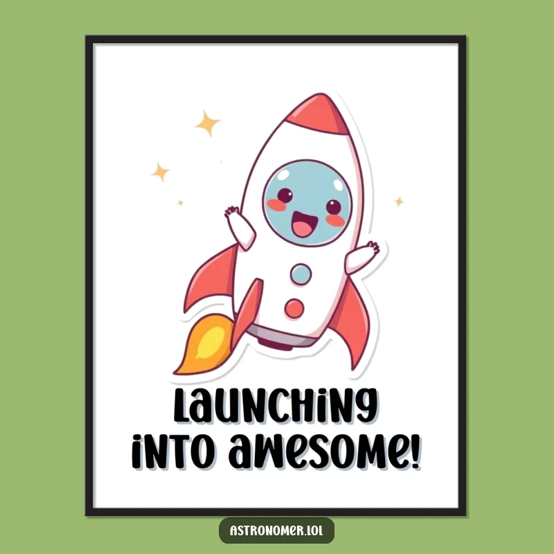 Free Printable Wall Art: Rocket Joy Character, Funny Downloadable Art for Fun Spaces