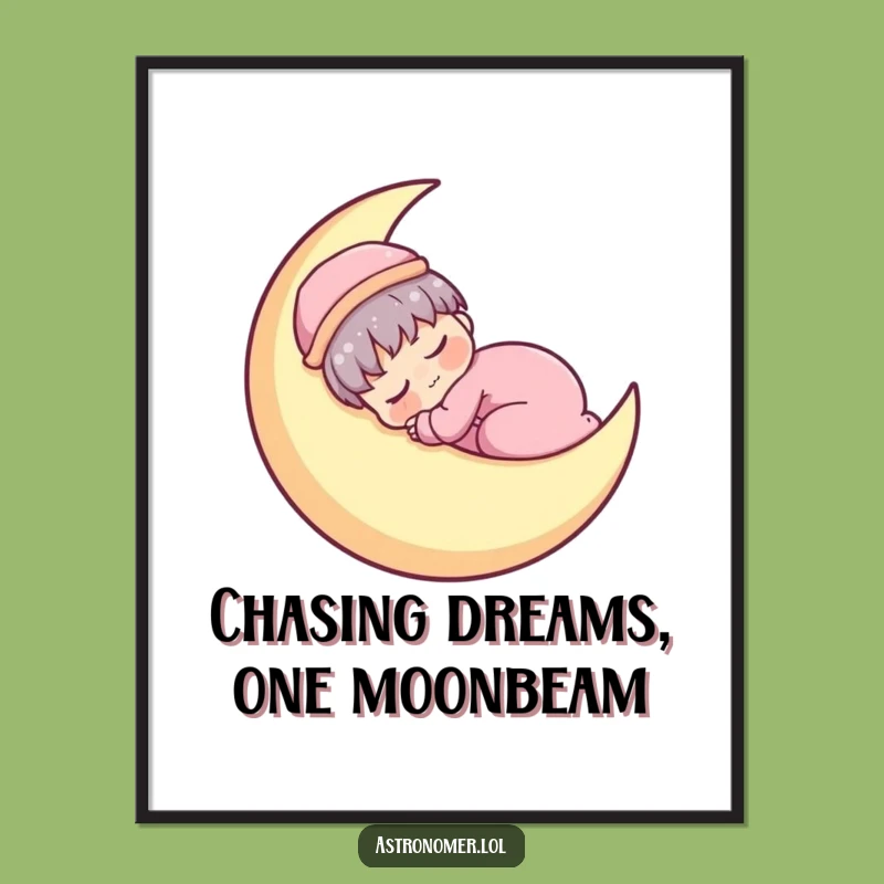 Free Printable Wall Art: Sleepy Kawaii Astronomer Moon Nap Funny Downloadable Art for Your Home