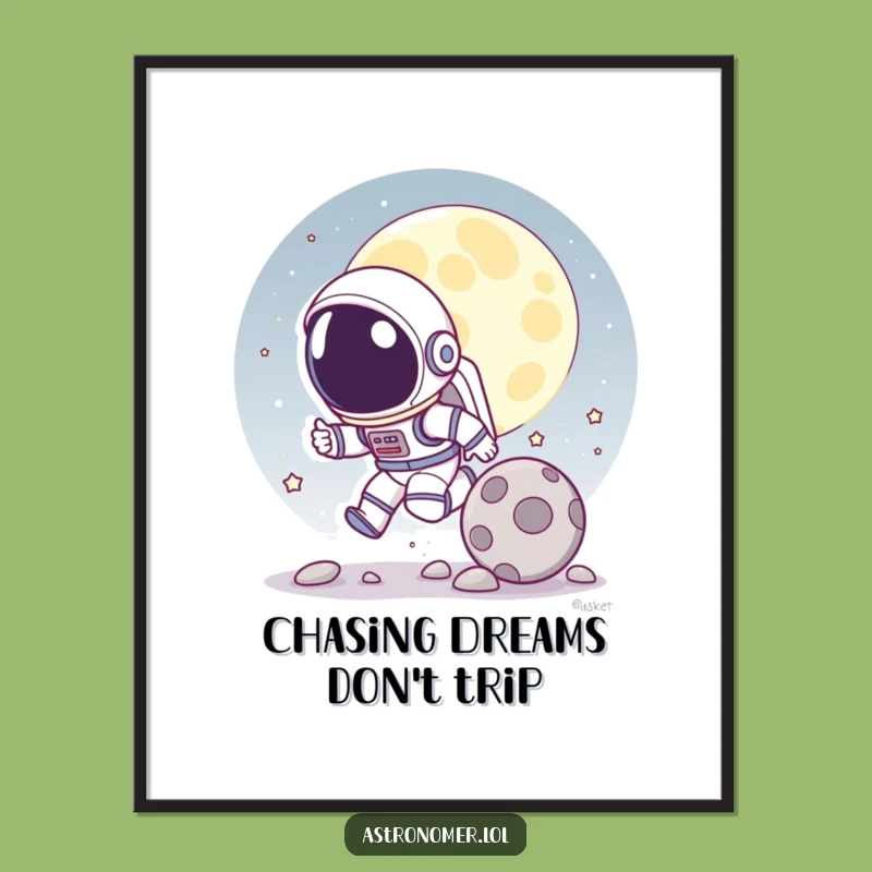 Funny Free Printable Wall Art: Astronaut Moon Chase - Humorous Decor