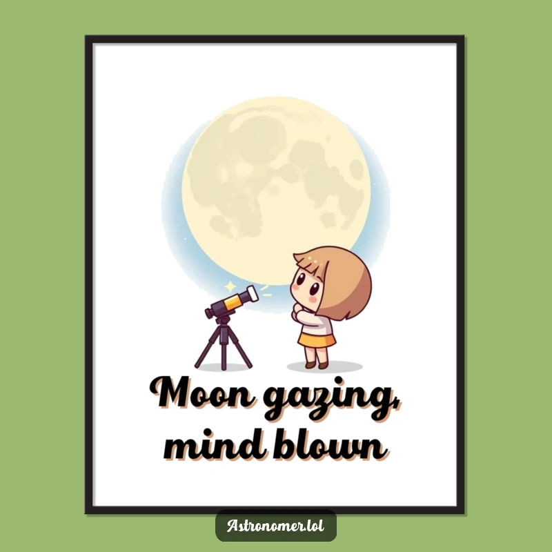 Funny Free Printable Wall Art: Surprised Moon Astronomer Decor