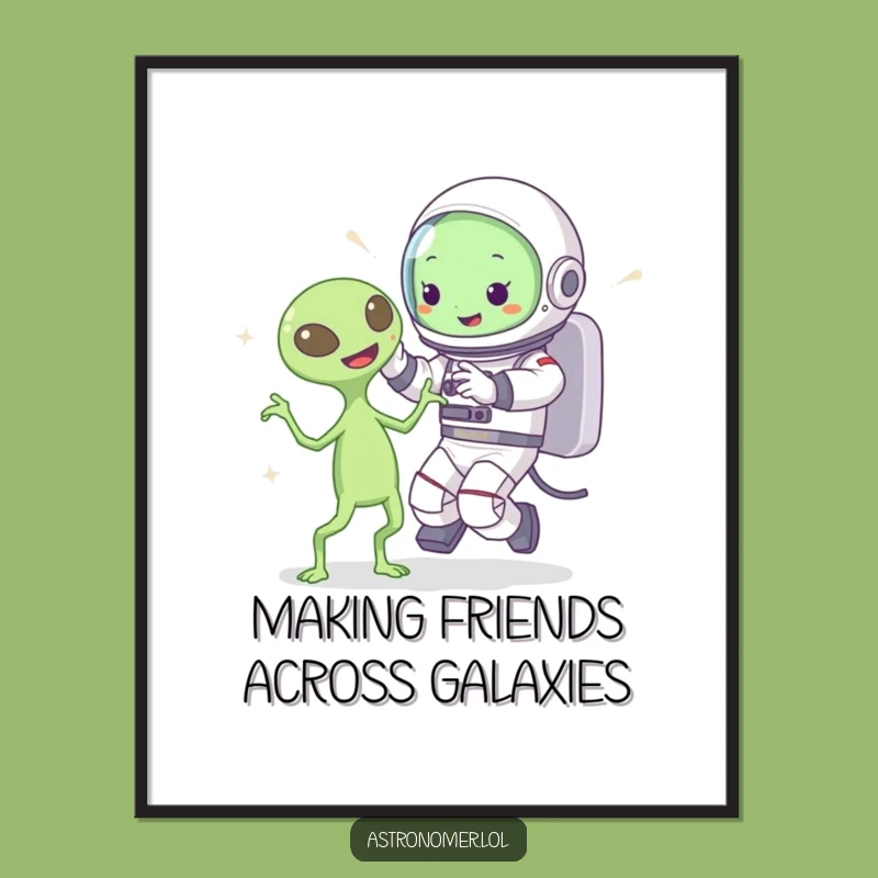 Funny Free Printable Wall Art: Astronaut & Alien Dance, Whimsical Downloadable Decor