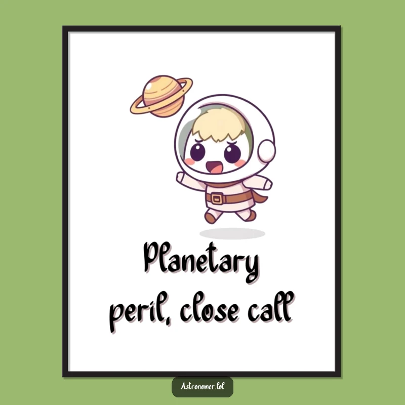 Funny Free Printable Wall Art: Kawaii Astronomer Dodging Planet Decor