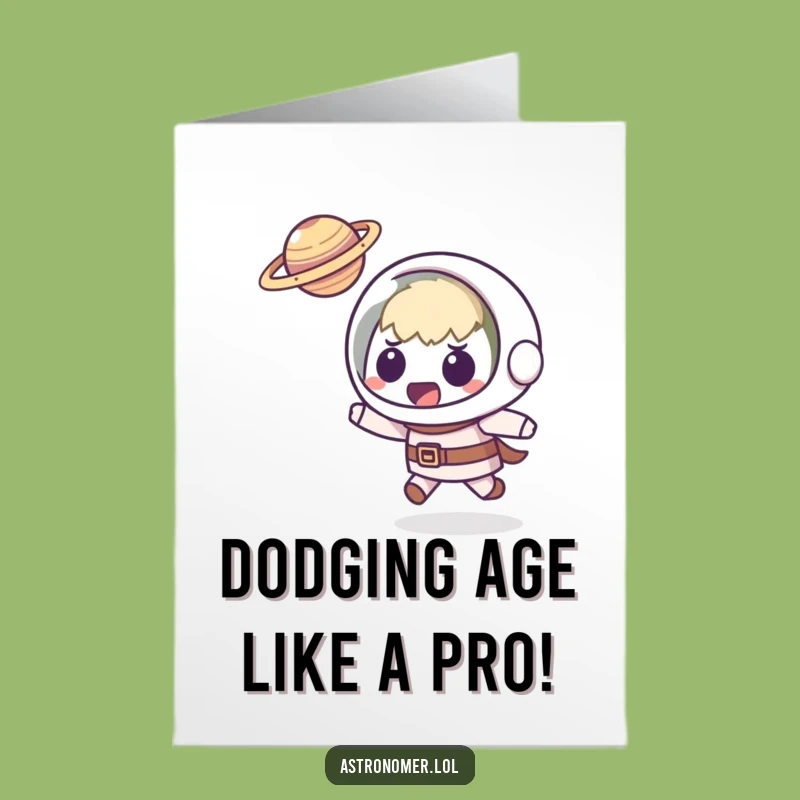 Funny Free Printable Birthday Card: Startled Kawaii Astronomer & Planet DIY