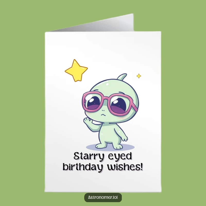 Free Printable Alien Birthday Card: Funny Glasses Star Gazer Downloadable Gift