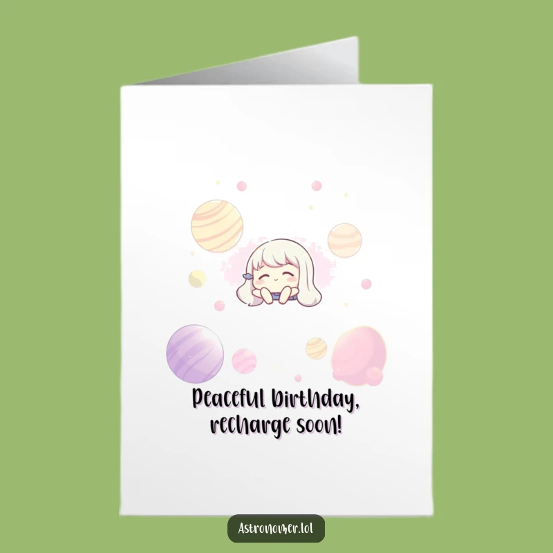 Free Printable Birthday Card: Cosmic Serenity, Peaceful Journey, Funny Downloadable Gift