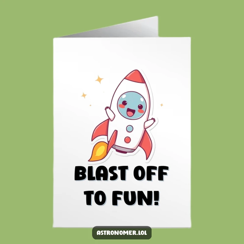 Free Printable Birthday Card: Rocket Joy Character, Funny Downloadable Gift for Blast Off