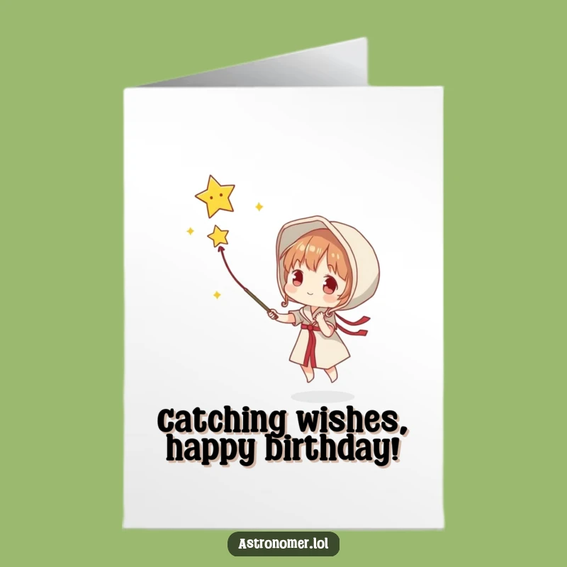 Free Printable Birthday Card: Star Catcher, Funny Downloadable Gift for Wishes