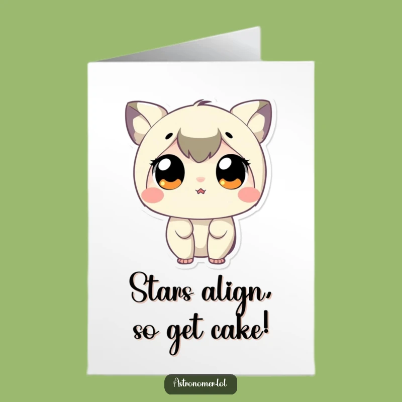 Free Printable Birthday Card: Stargazing Character, Funny Downloadable Gift for Space Lovers