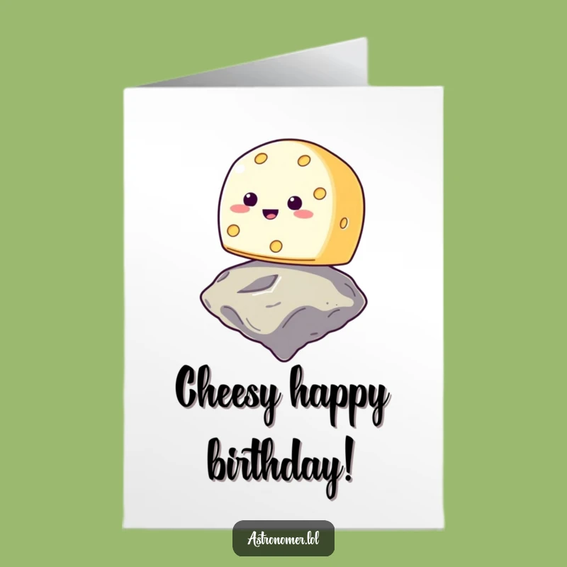Free Printable Cheese Birthday Card: Funny Asteroid Balance, Downloadable Gift Surprise