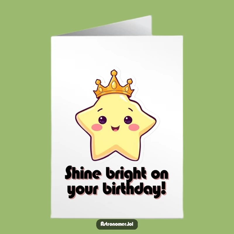 Free Printable Happy Star Birthday Card: Crowned & Shining Downloadable Gift