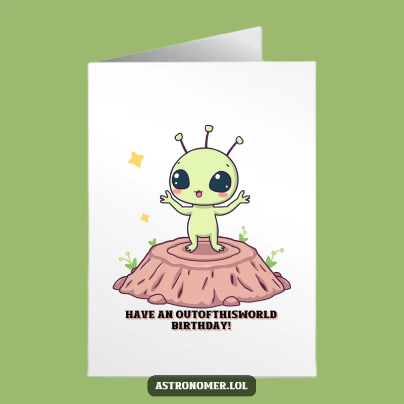 Free Printable Surprised Alien Birthday Card: Silly Dance Downloadable Fun Gift
