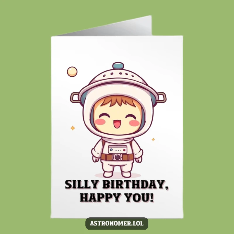 Funny Free Printable Birthday Card: Colander Helmet Astronomer DIY