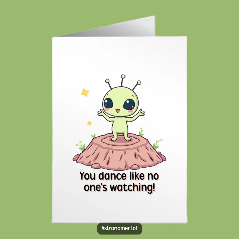 Free Printable Alien Congrats Card: Silly Dance Downloadable Celebration Gift