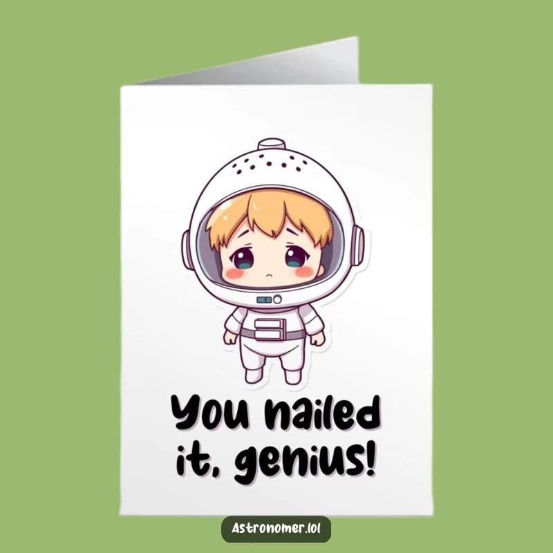 Free Printable Congrats Card: Silly Space Colander - Humorous Downloadable Gift