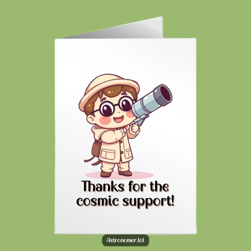 Funny Free Printable Thank You Card: Kawaii Astronomer Wobbly Telescope