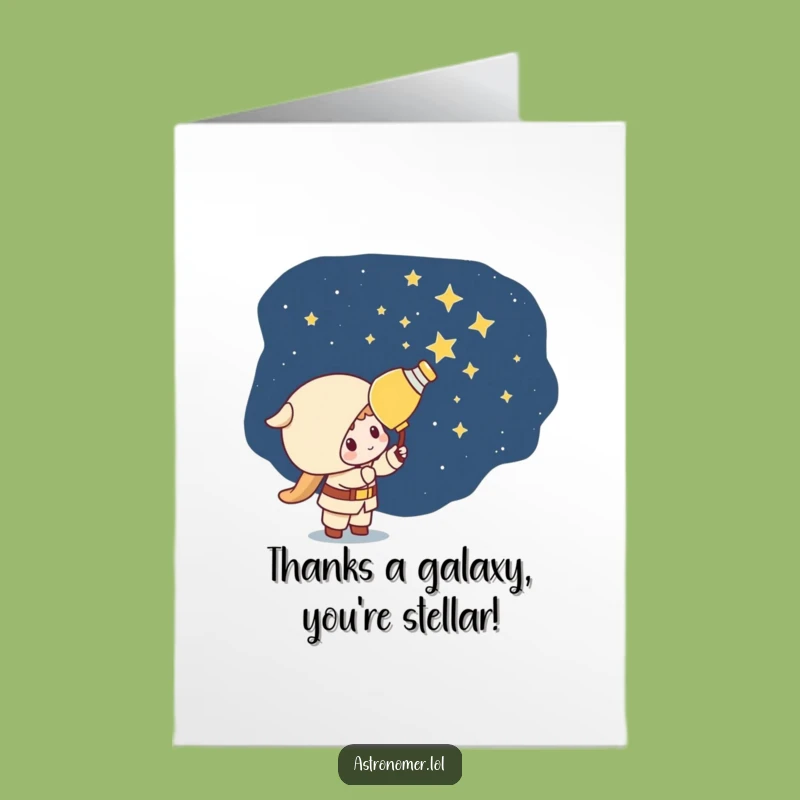 Free Printable Thank You Card: Mischievous Kawaii Astronomer Painting Stars Funny Downloadable Art Gift
