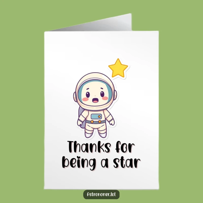 Free Printable Thank You Card: Surprised Astronaut, Starry Downloadable Gift
